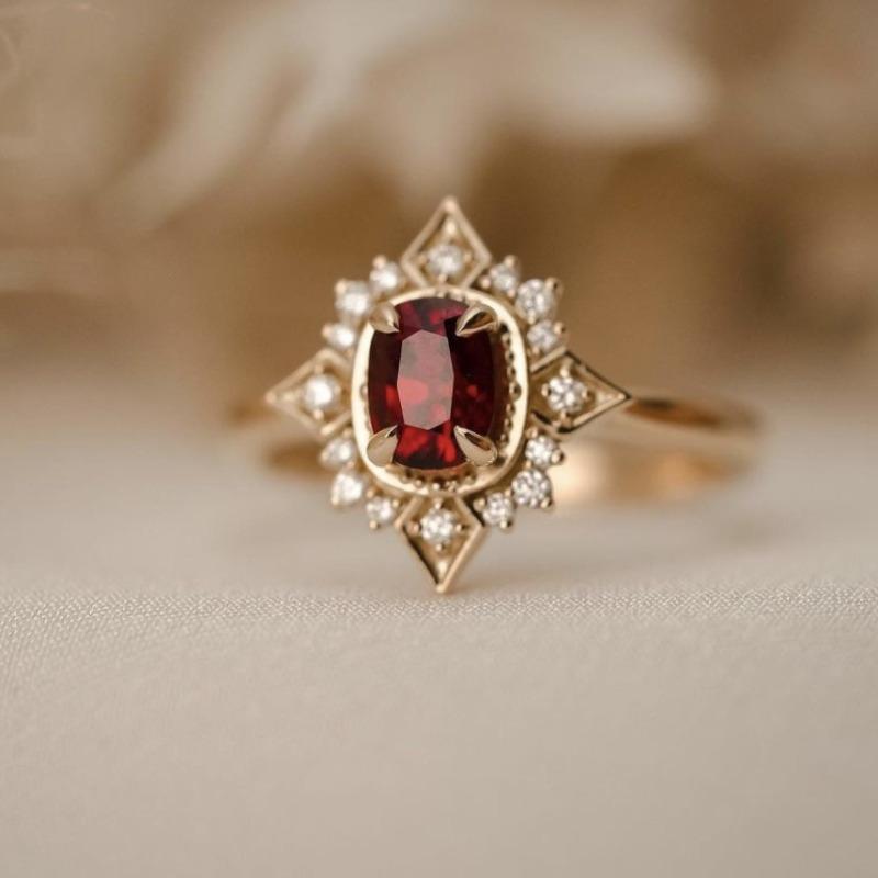 1Pc Fashionable Retro Inlaid Synthetic Zircon Ring, Fashionable and Multi-purpose