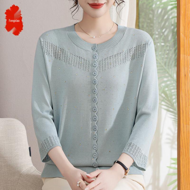 

Женский однотонный кардиган с круглым вырезом и рукавом 3/4 3XL