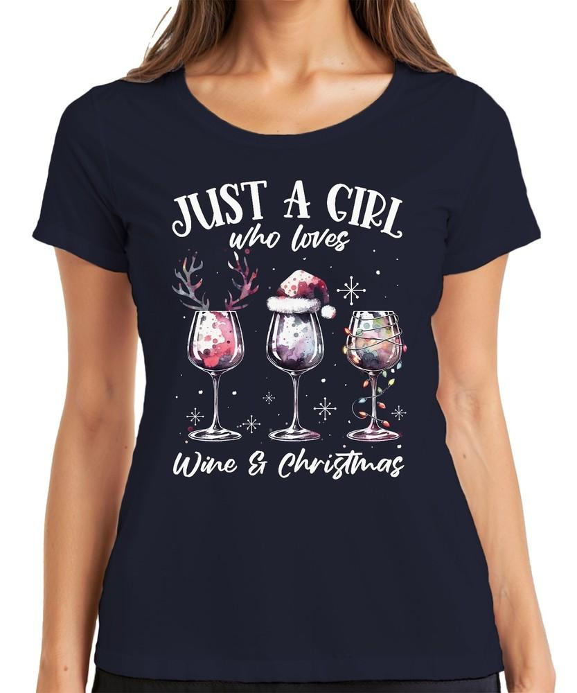 Just A Girl Who Loves Wine And Christmas Wine Drinker Christmas Xmas Ges S