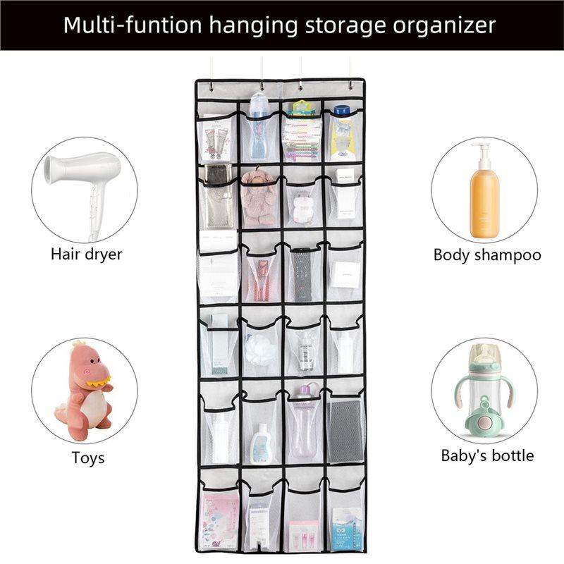Over The Door Shoe Organizer With 24 Mesh Large Pockets, Hanging Shoe Rack Organizer