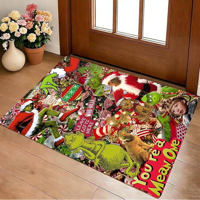 Grinch Christmas Living Room Non-Slip Area Rug Soft Carpet for Bedroom Game Playroom Sofa Office Home Decor Doormat Christmas Gift C9211459