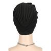 Women Headscarf Hat Imitation Pearls Flower Decor Turban Hat Solid Color Stretchable Fit Headband Sleep Hat