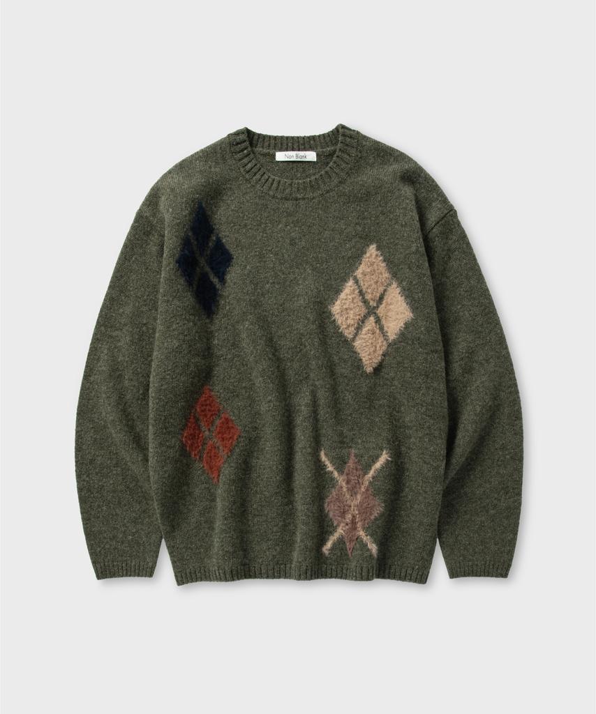NONBLANK Argyle Pattern Knit_Arborist Green