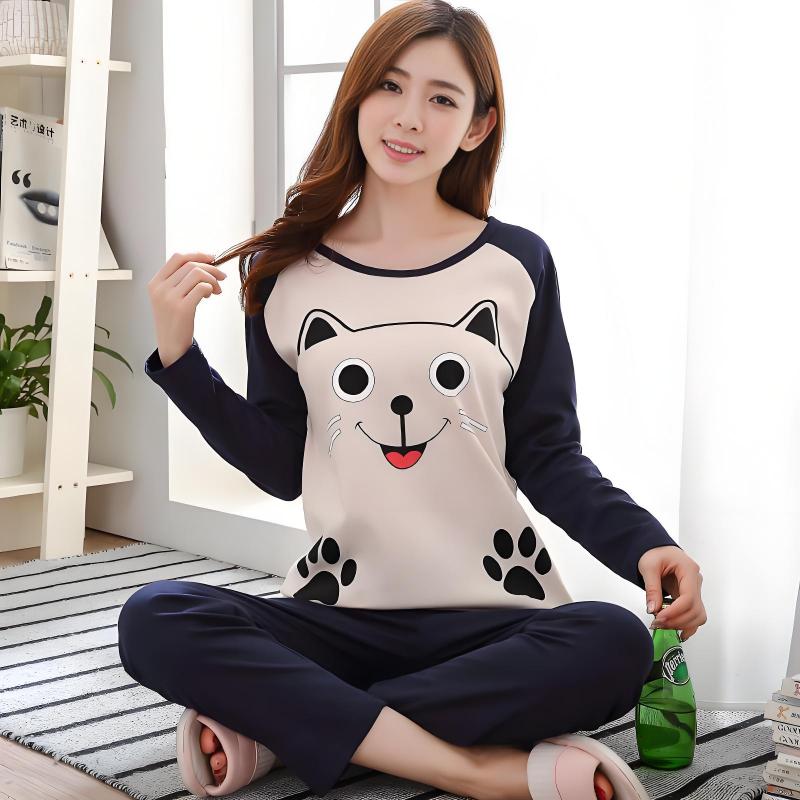 Long-sleeved Pajamas Trousers Large Size Cute Cartoon Pajamas Home Service Suit