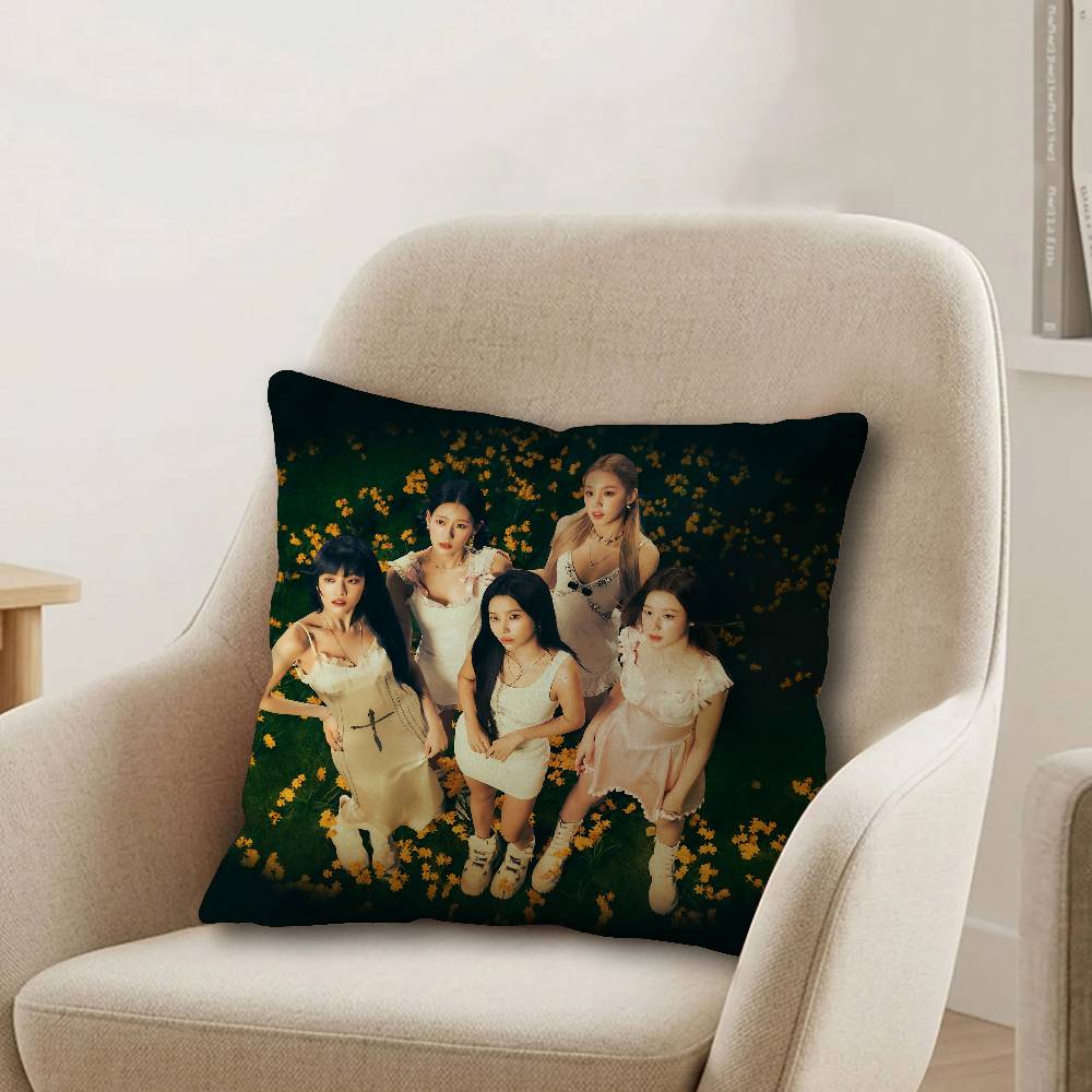 Kpop Group IIdle Office Cushion Pillowcase Car Cushion CoverXCM Lumbar Pillowcase Sofa Pillowcover