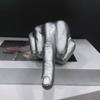 Resin Vertical Middle Finger Craft Sculpture Funny Gesture Statue for Desk and Living Room