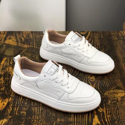 Echt Leer Platte Witte Schoenen voor Dames Nieuwe Student Alles-Passend Casual Sport Zachte Zool Skateschoenen Tide