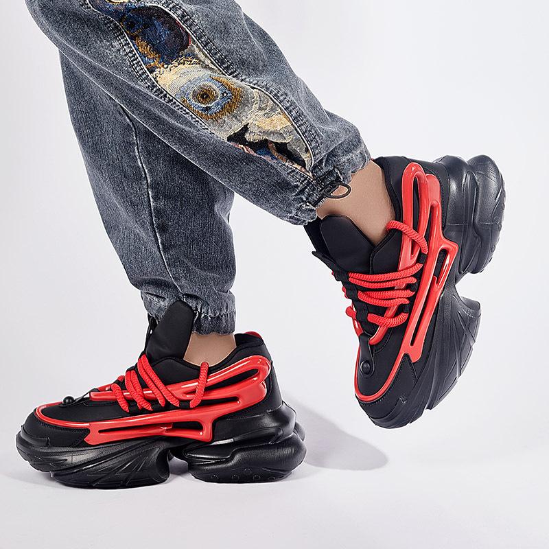 

Men s shoes 2025 new futuristic spaceship shoes platform height increase fashion color matching sports leisure dad trendy shoes 39