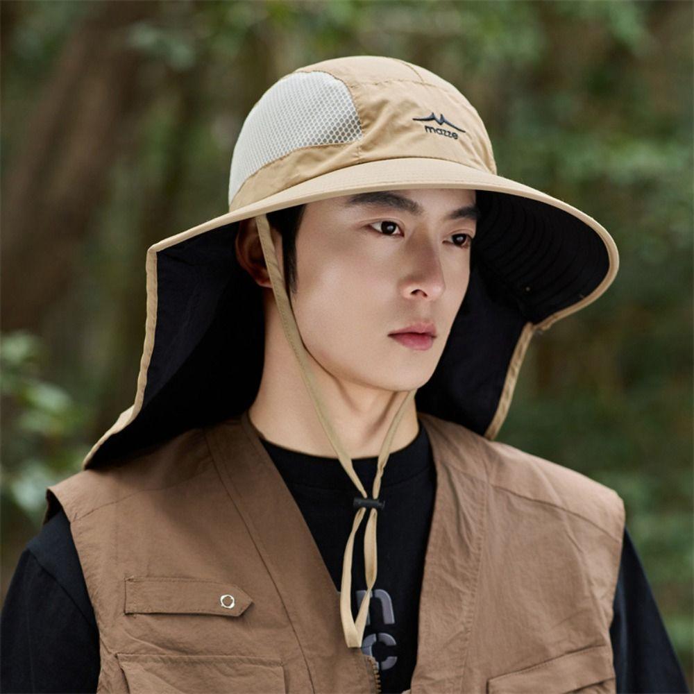 Sunscreen Men Fishing Hat Mesh Foldable Bucket Hat Breathable Outdoor Sun Hat  Women