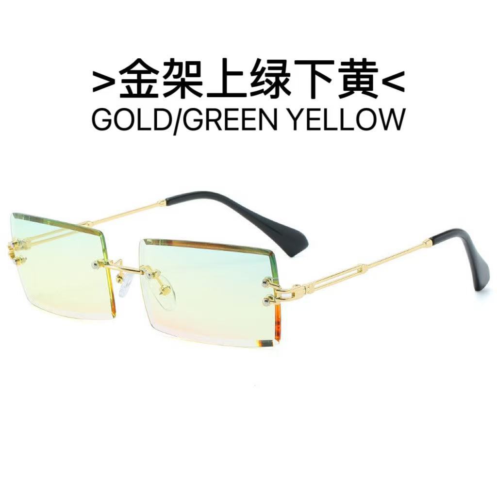 Trendy Rimless Eyeglasses for Men Women Fashion Frameless Rectangle Sun Glasses Retro Shades Summer Traveling Eyewear