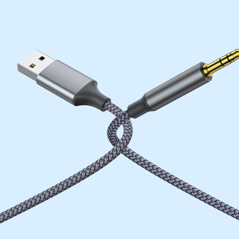 USB Male To 3.5mm Male Adapter Headphone Audio Jack Cable Cord Hi-Fi Dongle for Speaker Computer