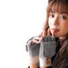 1 Pair Of Women's Gloves Warm Windproof Outdoor Alpaca Fleece Knitted Fingerless Gloves