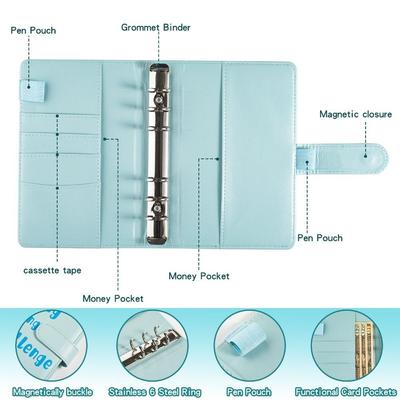PU Leather Envelope Challenge Binder Challenging Refillable Money Saving Binder Loose-leaf Savings Handbook
