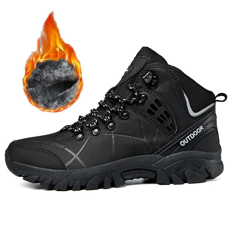 

35-46 Пара больших альпинистских ботинок для активного отдыха Повседневная походная обувь с бархатом Теплые высокие хлопковые ботинки Ботинки для снега 46 прохладный черный