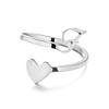 Stainless Steel Heart-Shaped Initial Ring for Women - Fashionable, Adjustable, In Stock