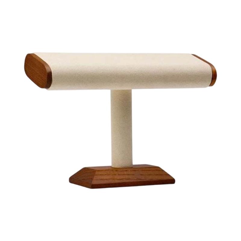 Elegant Jewelry Showcase With Walnut Frame And Velvets Texture Flat Tube Design Display Stand Organiser