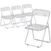 Foldable Chairs, Folding Chairs with Transparent Seat and Backrest, Heavy Duty Steel Frame, 47W x 48D x 75H cm, Clear