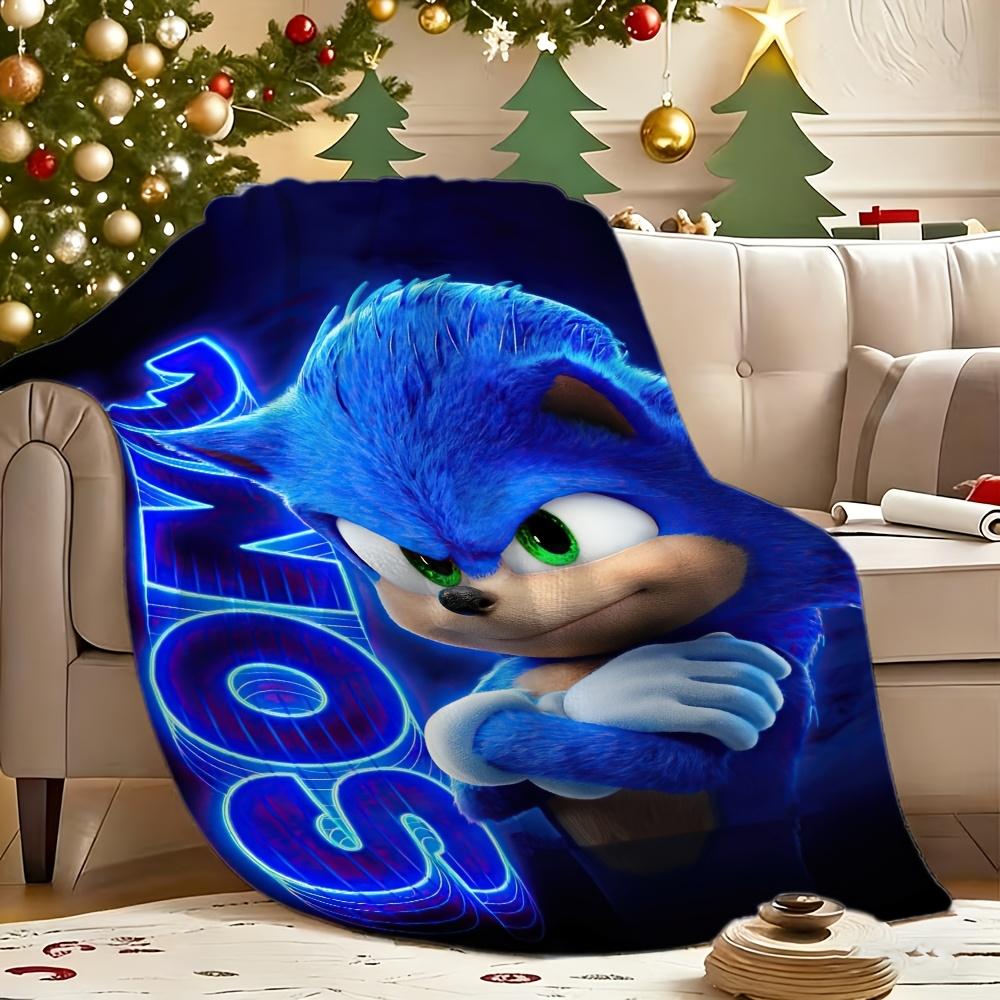 1pc, 2D Flat Design S-Sonic Flannel Throw Blanket, Machine Washable - Two Sizes Available 75*100/100*150cm, Ideal for Sports Enthusiasts, Ho