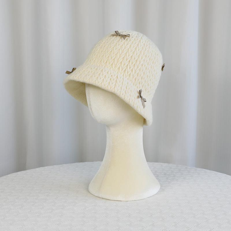 Knitted wool hat children autumn and winter windproof and warm bucket hat showing small face versatile ear protector basin hat