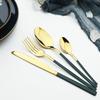 32Pcs Black Gold Cutlery Set Knife Forks Coffee Spoons Dinnerware Set Stainless Steel Tableware Western Kitchen Silverware Set