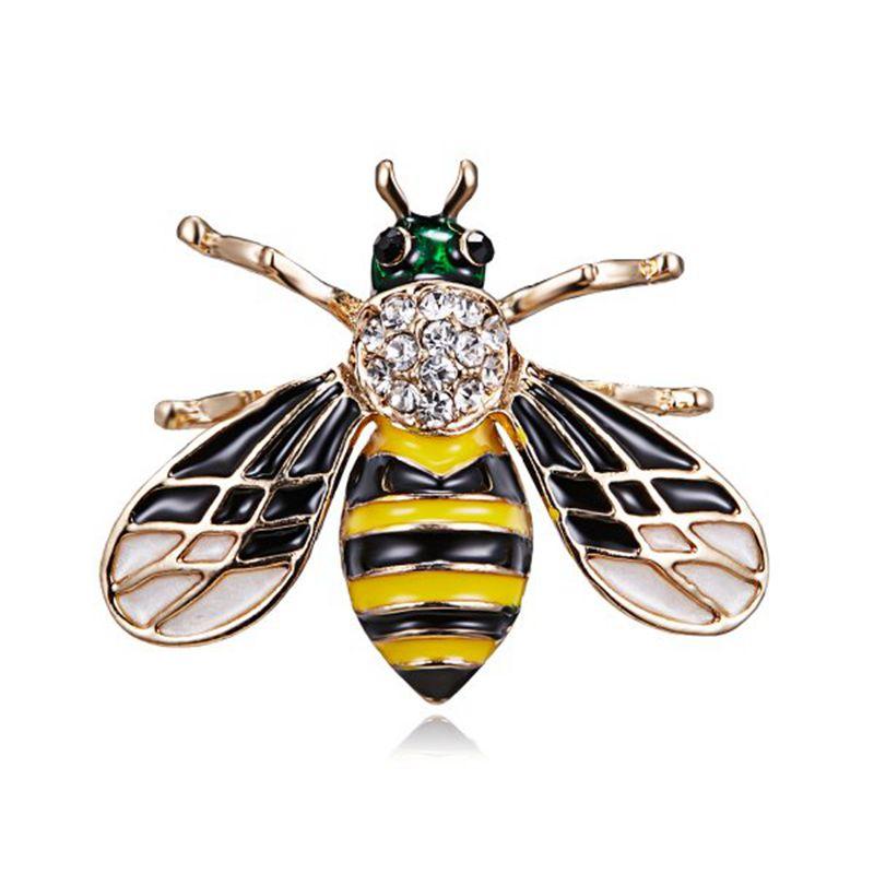 Vintage Fashion Bee Insect Brooch Colorful Enamel Crystal Rhinestone Animal Brooch For Women Men Statement Jewelry