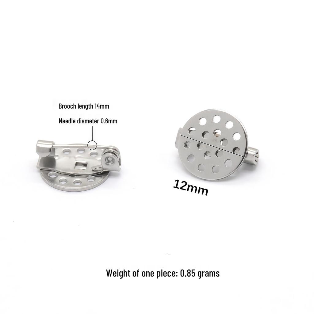 Round Hole Tray Brooch - 304 Stainless Steel DIY Jewelry Pin Base