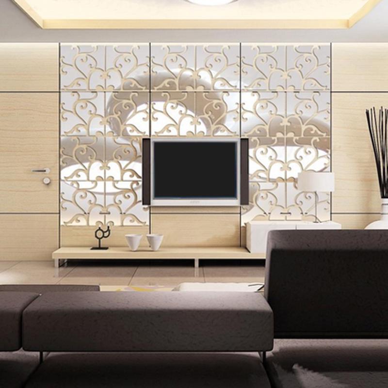 3D Mirror Wall Sticker Self-Adhesive Acrylic Mural Living Room Decals Bathroom DIY Home Decoration Mirror Tiles Wall Sticker
