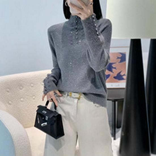 Women's Pure Wool High Neck Sweater, Loose Fit Plus Size, Mid-Length for Autumn/Winter, Covers Buttocks, Cashmere Knitwear