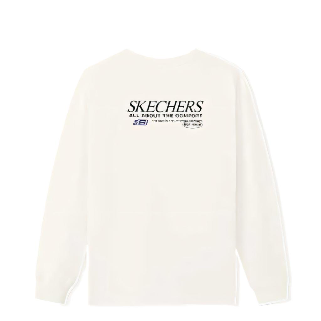 Skechers Sports Alliance Series Comfortable Versatile Simple Fashion Loose Sweatshirt Unisex Sweatshirt Cotton-Candy-White L325U018-0074