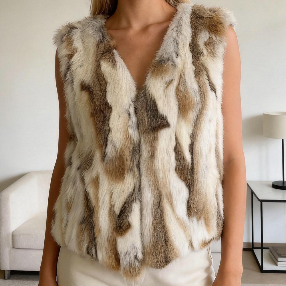 Women's rabbit fur fur fur integrated vest autumn and winter wear fashion sleeveless fur vest rabbit fur vest