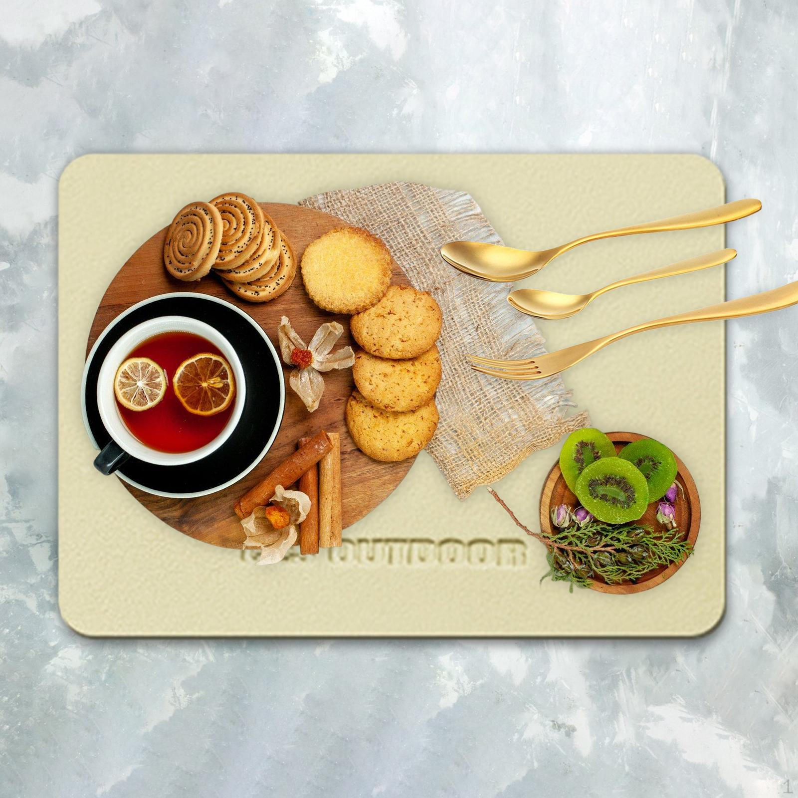 

PU теплоизоляционный коврик для столовых приборов, портативный настольный коврик для столовой, кухни, кемпинга Beige 27.5cmx19cm