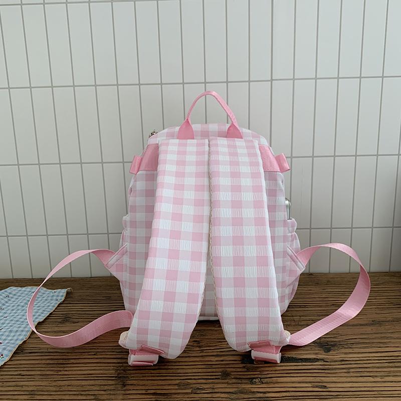 Women's Plaid Mini Backpack Junior High School Student Schoolbag Lightweight Backpack
