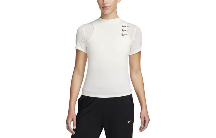 

Nike T Shirts Women s White Crew Neck Moderate Straight Fit FB7813-110 S