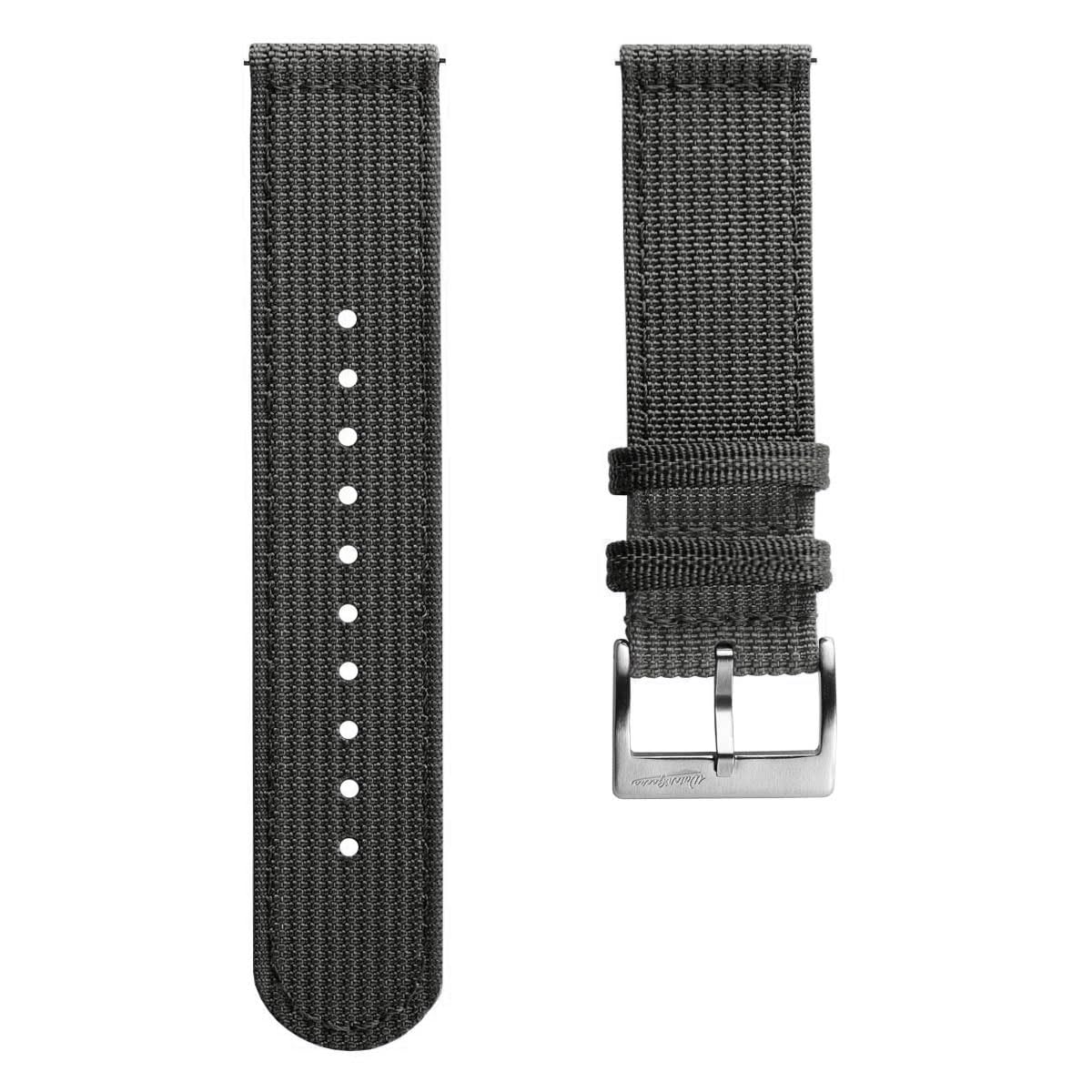 WatchGecko Ridgeflex British Military Watch Dark 22mm [WatchGecko] Band, Gray,
