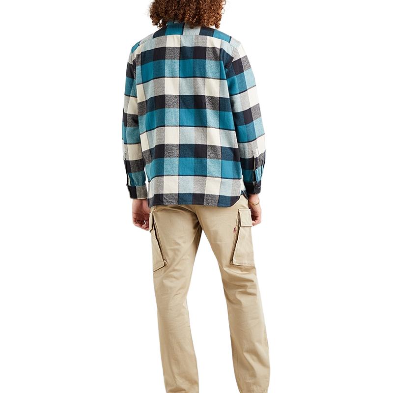 Levis Classic American Plaid Minimalist Casual Long Sleeve Shirt Men Shirts Blue 19573-0147