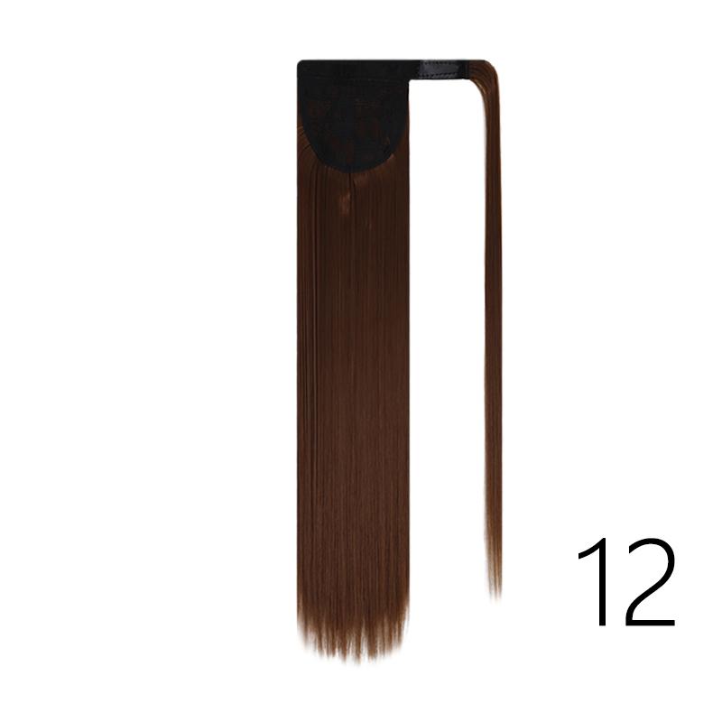 MERISIHAIR Women Long Straight Ponytail Wig Black Brown Synthetic High Temperature Fiber Ponytail Hair Extensions Daily Use