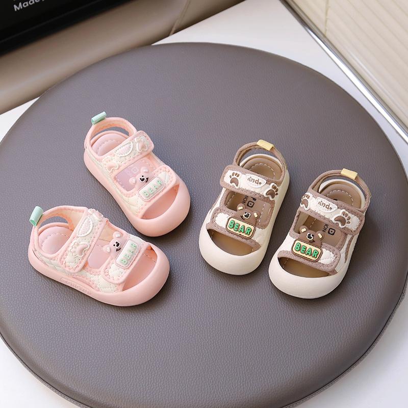 Boys Girls Sandals Anti-Slip Soft Sole Comfortable Toddler First Walking Shoes 2025 Summer New Baby Beach Shoes Cute Bears