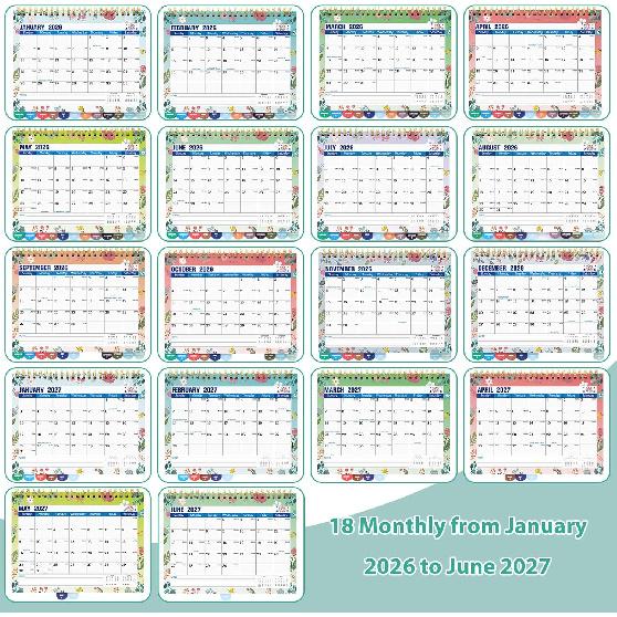 Mini Desk Calendar 2026-2027 with Stickers, 18 Months Standing Flip Small Desk Calendar 8" x 6" Runs from January Until July 2027 Mini Desktop