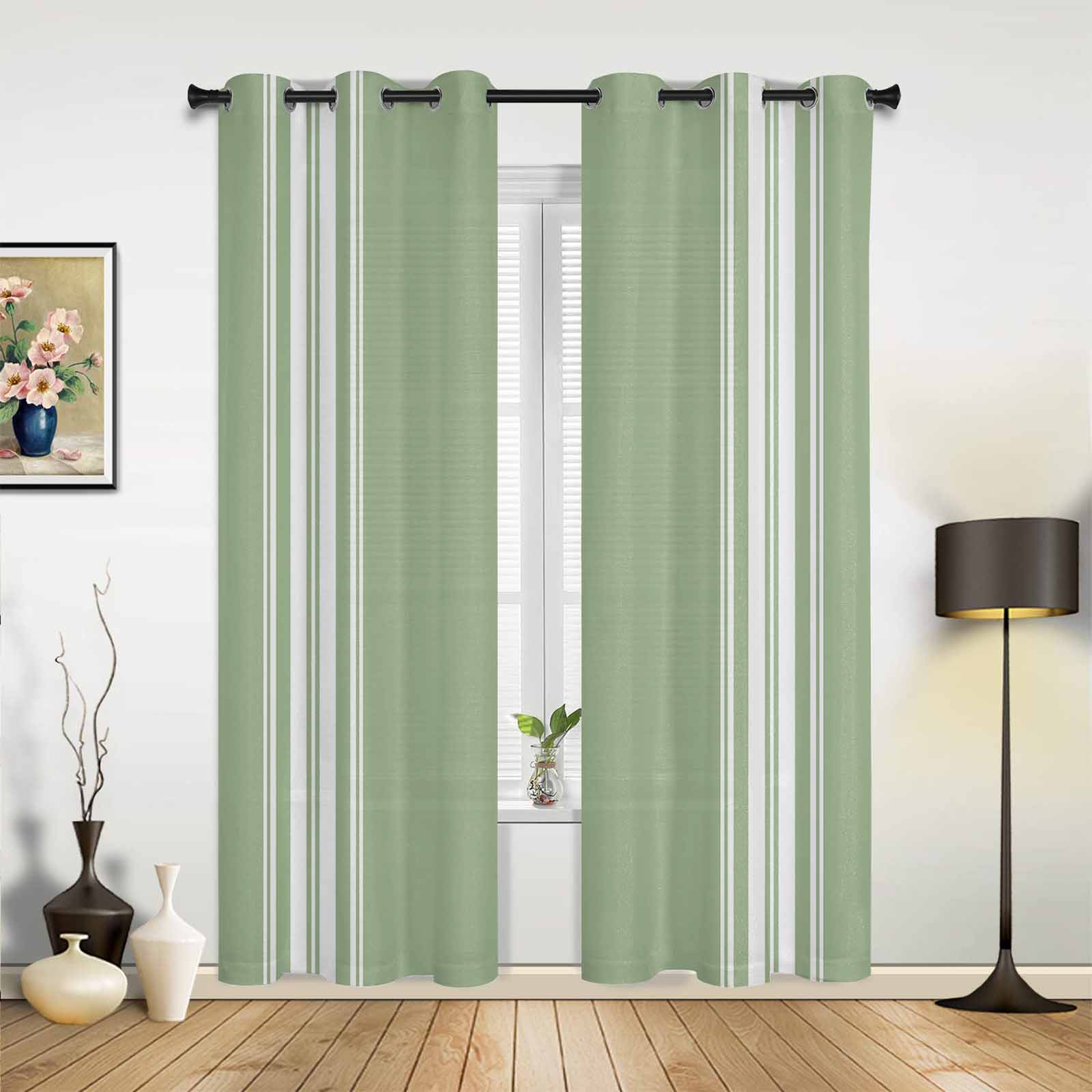 Blaue Streifen Textur Weiße Vorhänge für Schlafzimmer Wohnzimmer Vorhänge Küche Kinderzimmer Fenstervorhang Moderne Heimdekoration 135W x 60H(cm) x1