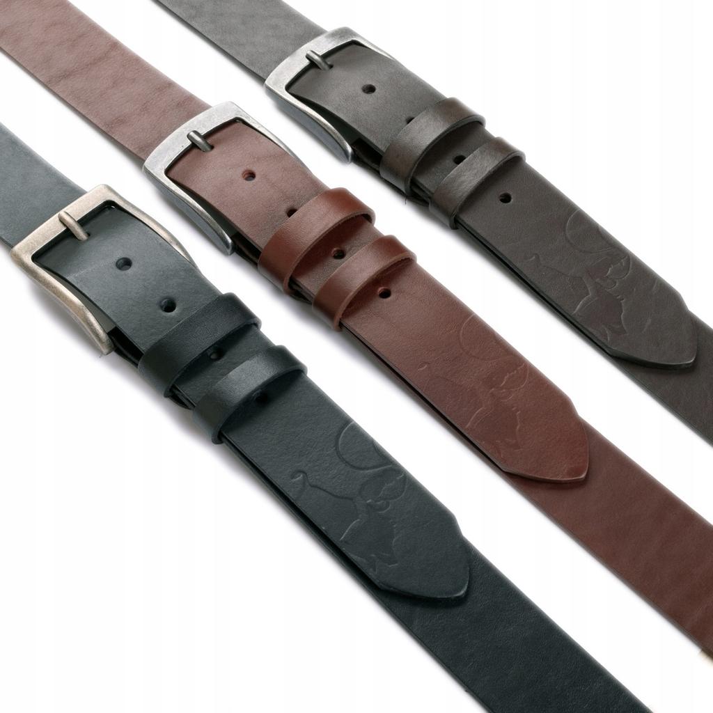 Wild DźINS men's leather belt black genuine grain leather Size 125 cm