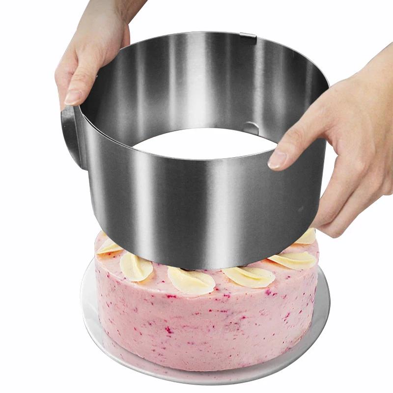 Anello per mousse regolabile in acciaio inox 430, stampo telescopico per torta circolare antiruggine con bilancia, accessori per pasticceria e pasticceria
