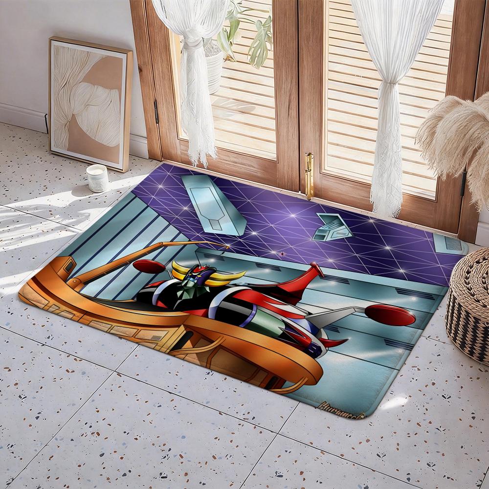 Anime U UFO Robot Goldrake Floor Mat Eco Flannel Doormat Non Slip Odorless Indoor Floor Rug Soft Short Plush Home Mat