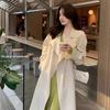 2025 Koreanischer Stil Langer Drapierter Trenchcoat - Elegantes Weiß für Frühling & Herbst