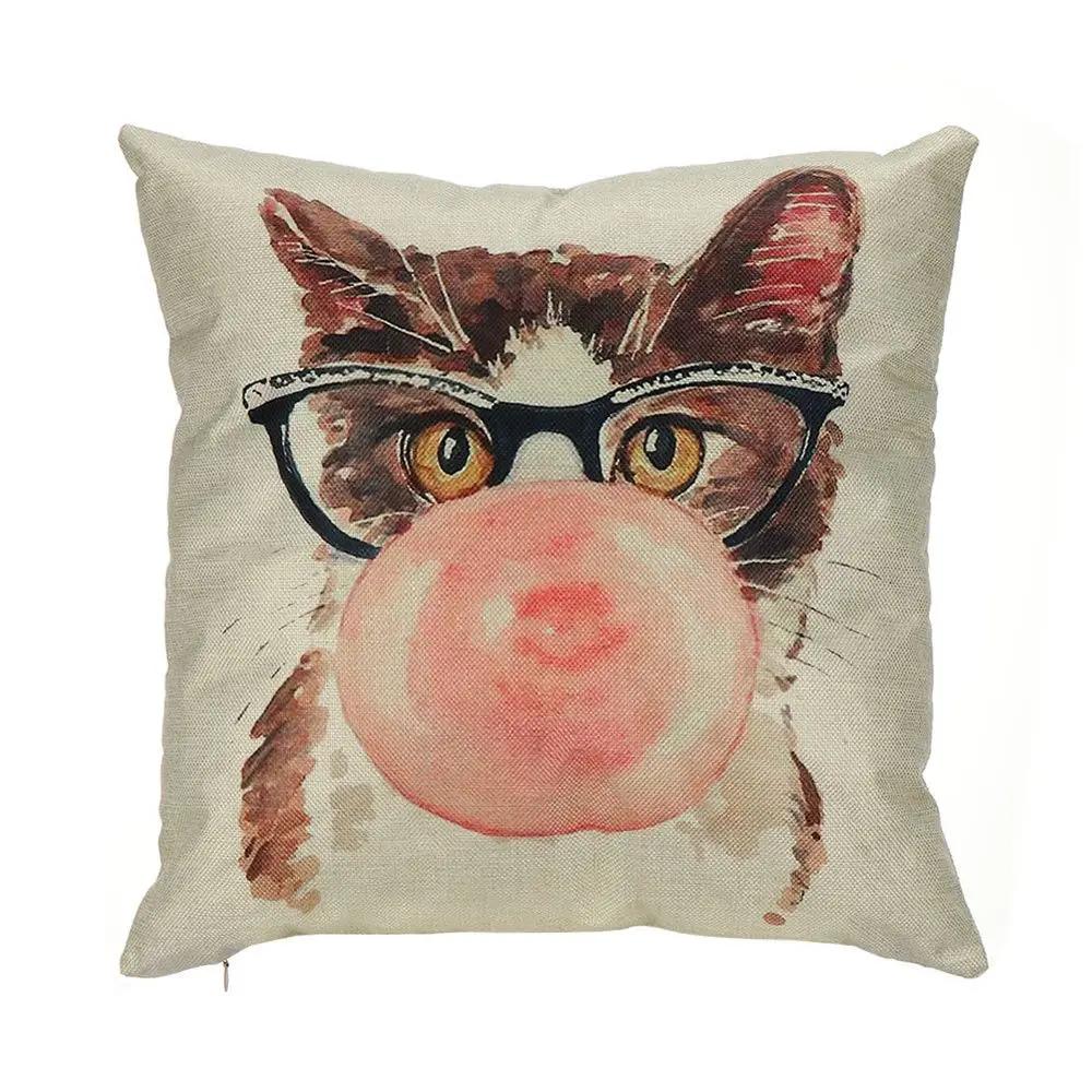 

Милая наволочка с изображением кота, наволочка с принтом животных для домашнего декора, подушка для кровати в машину 45x45 см 30x30cm