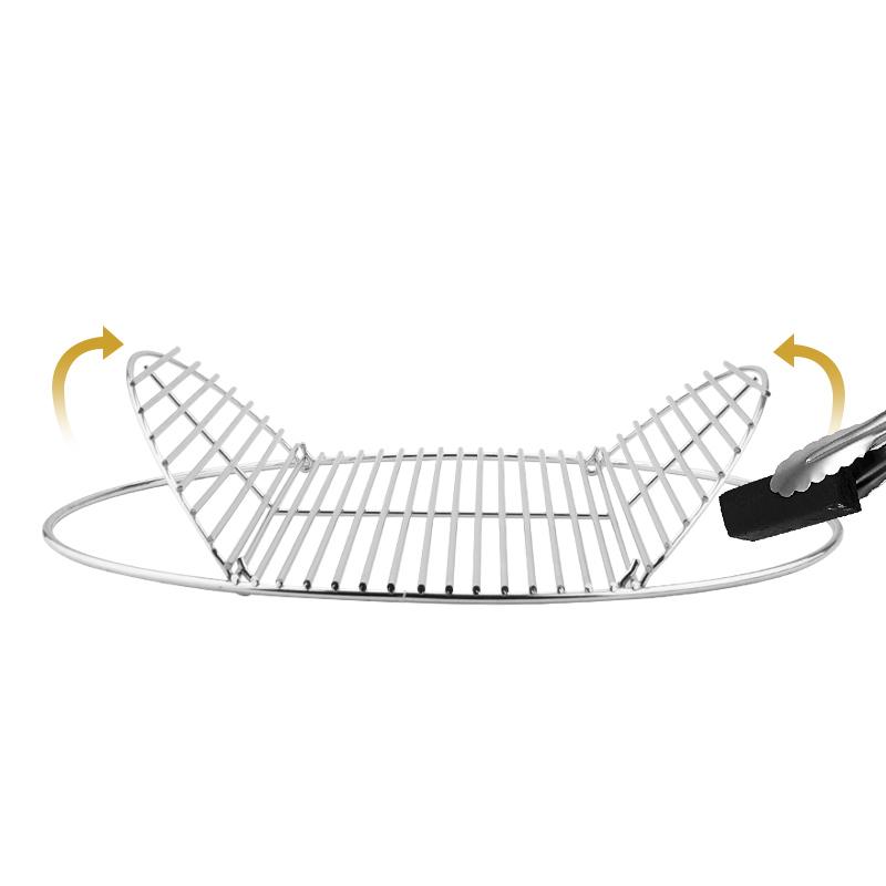 17" Round Metal Charcoal Grate Replacement Hinged Cooking Grate with Handles Compatible with Weber 18 inch Charcoal Container