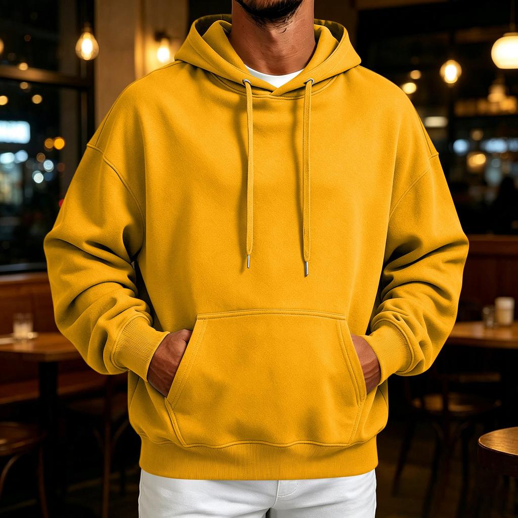 Men's Retro Hoodie Loose Fit Casual Pullover Sweatshirt for Fall Winter