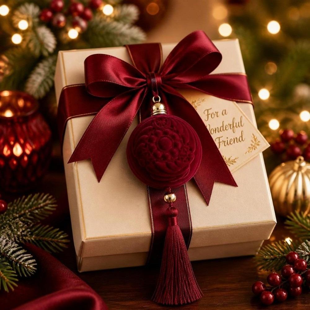 DIY Christmas Lantern Decoration Velvet Xmas Ball Ornament Hanging Ornaments Party Decoration