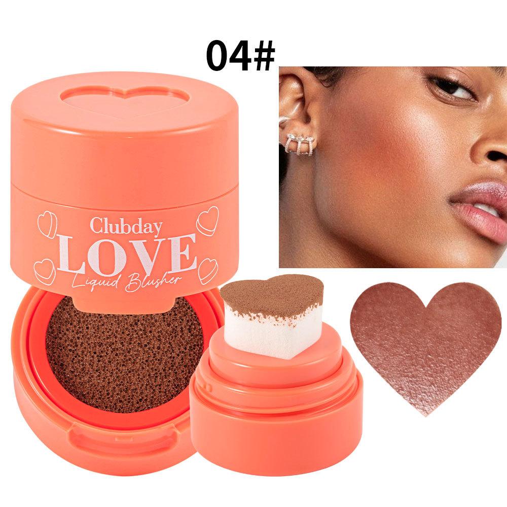 Clubday Love Liquid Blusher Heart Stamp Cushion Blush Natural 3D Nude Contour Sun-Kissed Face Rouge Long-Lasting Waterproof Makeup Cosmetics