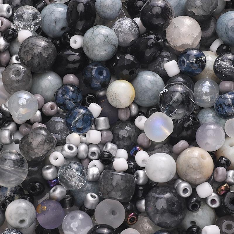 3-12mm 30g/Bag Glass Random Mixed Style Round Loose Spacer Beads for Handmade DIY Jewelry Bracelet Necklace Keychain Accessories 30g