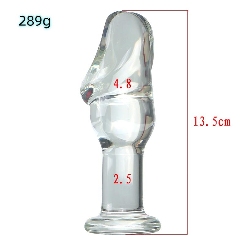 VaHppy Glass Dildo Anal Plugs Artificial Penis 4.8*13.5cm Gold/Transparent Female Masturbators Adult Sex Toys